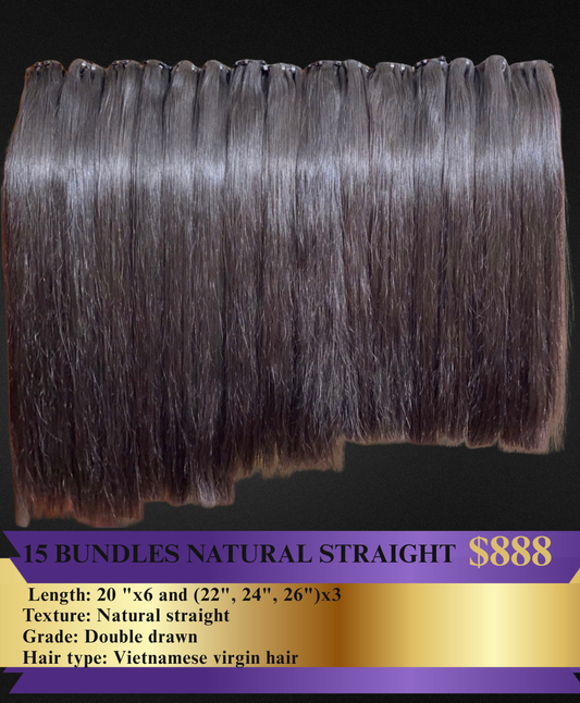 15 Bundle Deal (20"x6) And 22",24",26")x3  Vietnamese Virgin Hair DD